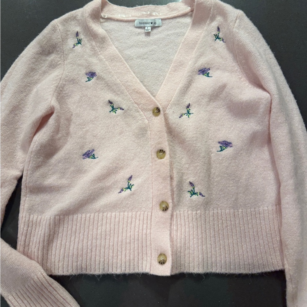 Soft Pink Embroidered Cardigan
